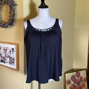 COCO REEF Size 20W 40 Bra Embroidered Geometric Southwest Trim Swim Tank $68 NEW